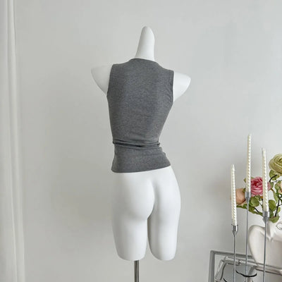 Women's Sleeveless Zip-Up Crop Top Korean Style Slim Fit Summer Vest Sexy Casual Camisole for Women Fashion Streetwear Basic Tee