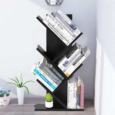 Rustic Standing Tree Bookshelf Wood Display Rack For Home Office Decoration Storage Organizer Shelf Bookcase