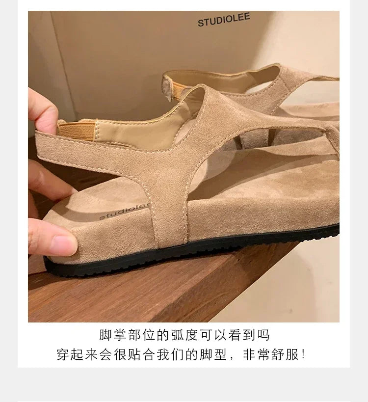 Flat with Slip-on Casual Modern Sandals Low Heel Solid 2025 High Quality Ladies Shoes Back Strap Roman Women's Sandals