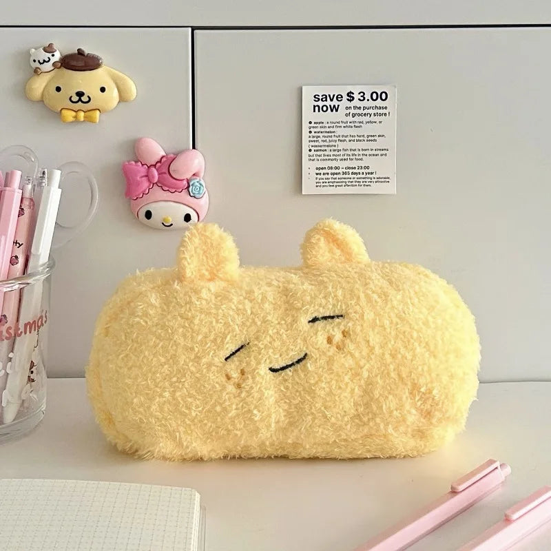 Original Plush Pen Bag Cute Ins Multi Functional Large Capacity Storage Bag Student Stationery Bag Pencil Bag  School