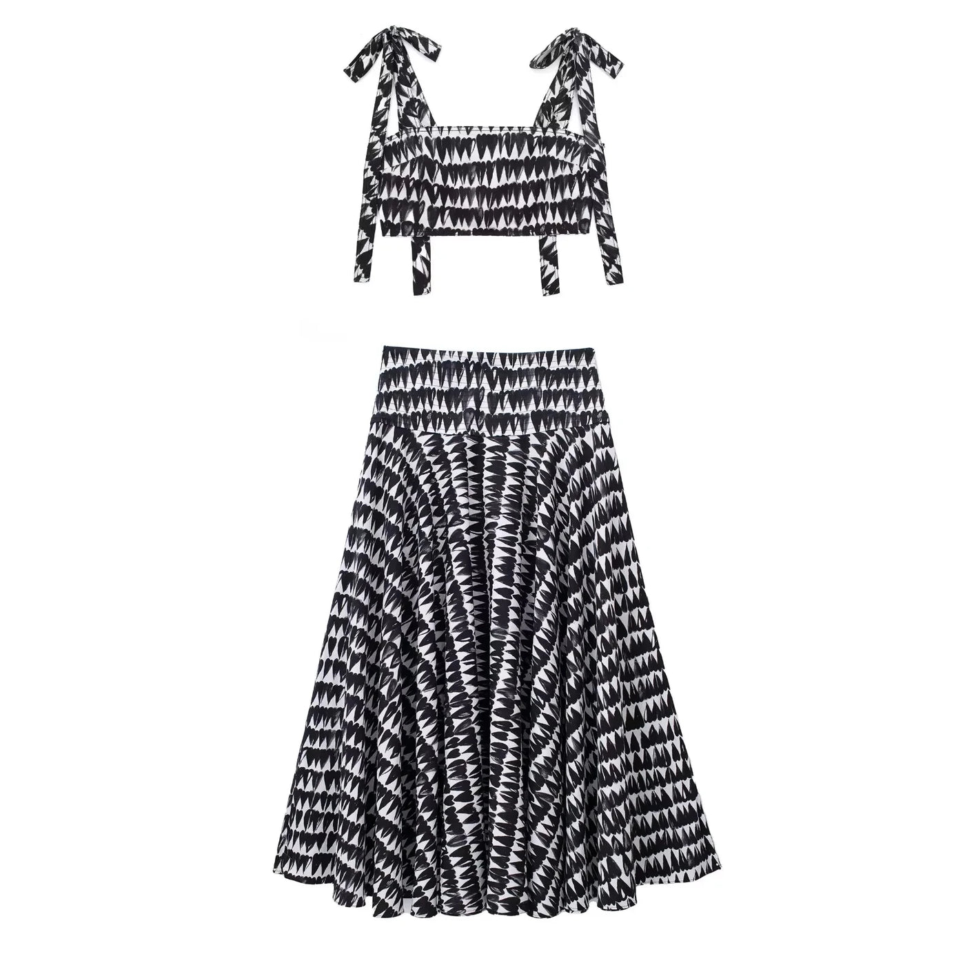 Women Fashion Print Skirts Suit Sexy Backless Sleeveless Slim Corset Crop Top Side Zipper Midi Skirt Y2K Streetwear Sets