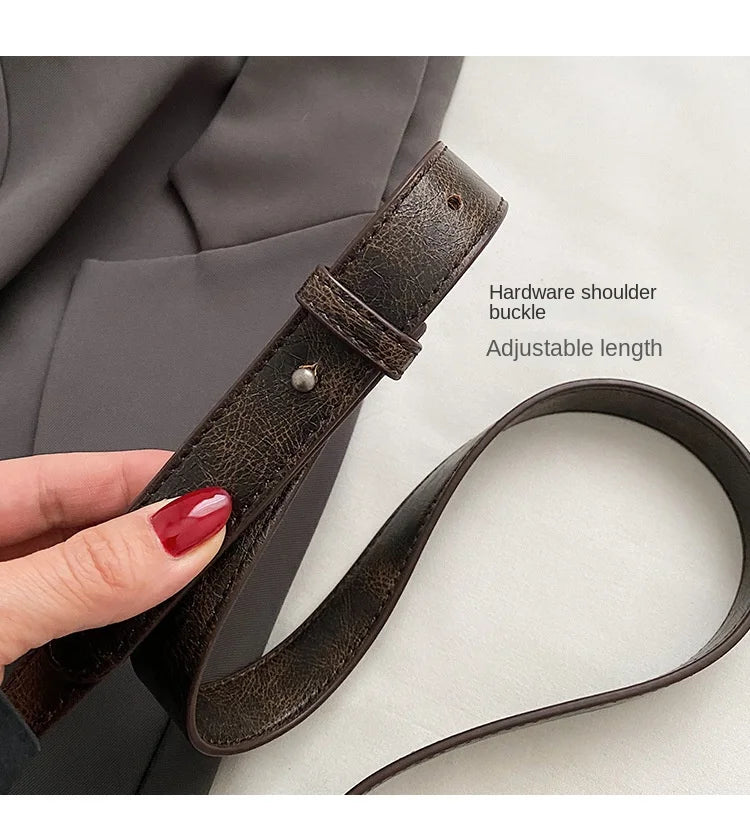 Retro Belt Design PU Leather Shoulder Bags for Women 2024 Y2K Small Vintage Female Underarm Crossbody Bag Fashion Handbags