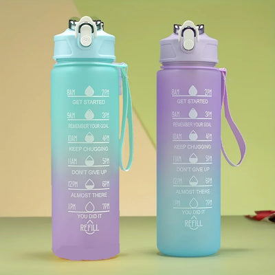 900ml Leakproof Water Bottles with Times To Drink and Straw Motivational Drinking Sports Water Bottle for Fitnes Gym Outdoor
