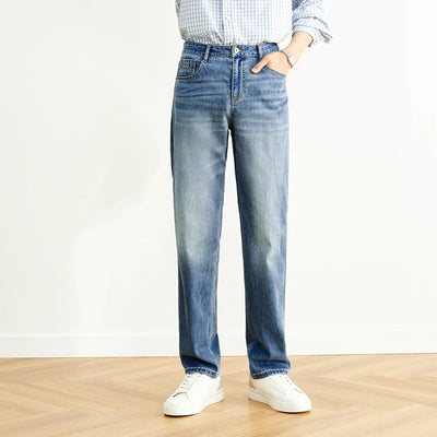 Semir Jeans Men Straight-Leg Retro Distressed 2025 New Summer Pants Cool Feeling Long Pants for Everyday and Trendy Outfits
