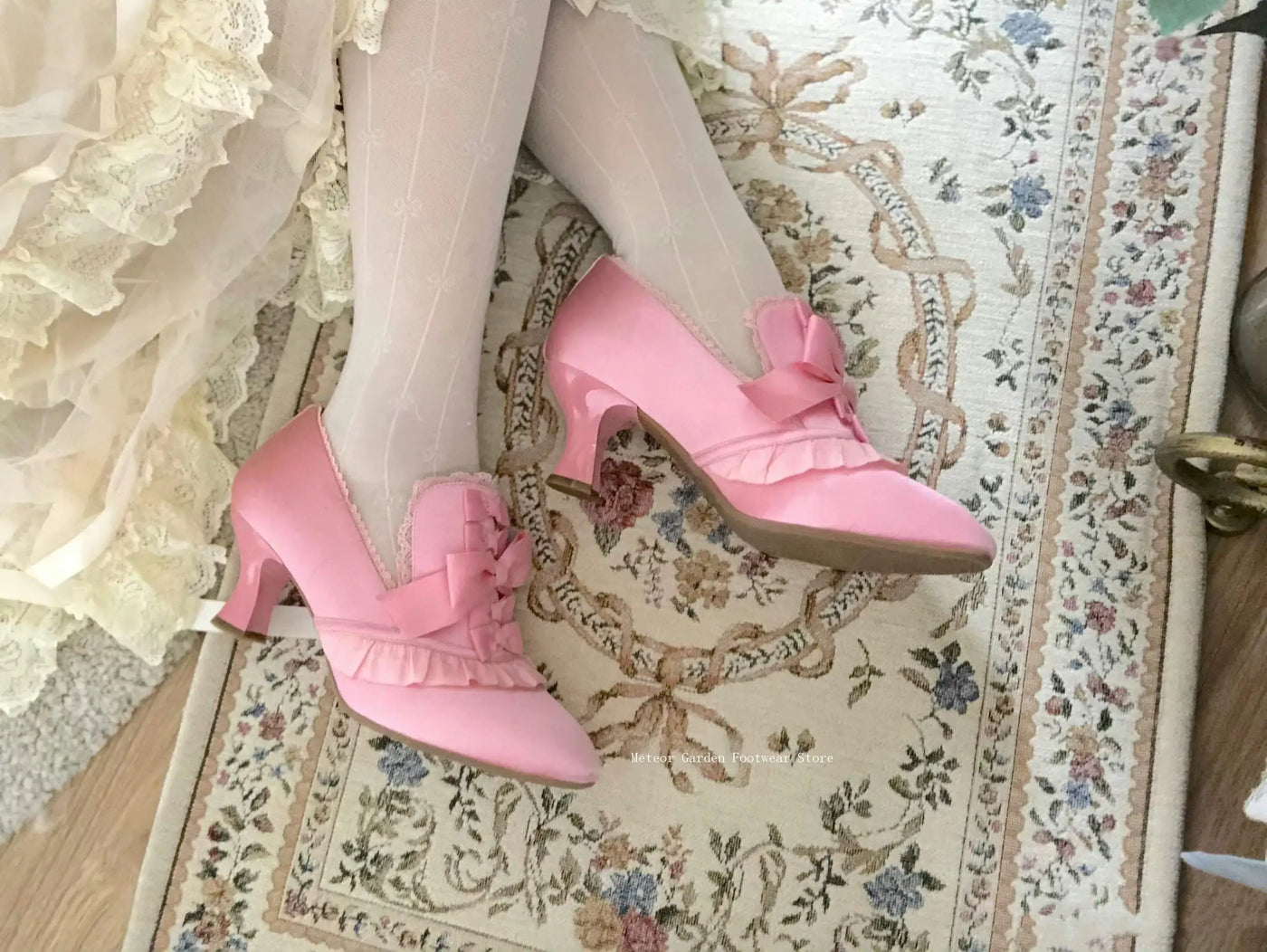 Peony Pink Rococo High Heels Marie Antoinette Pink Shoes Baroque Costume Bridal Pumps Wedding Shoes Handmade To Order