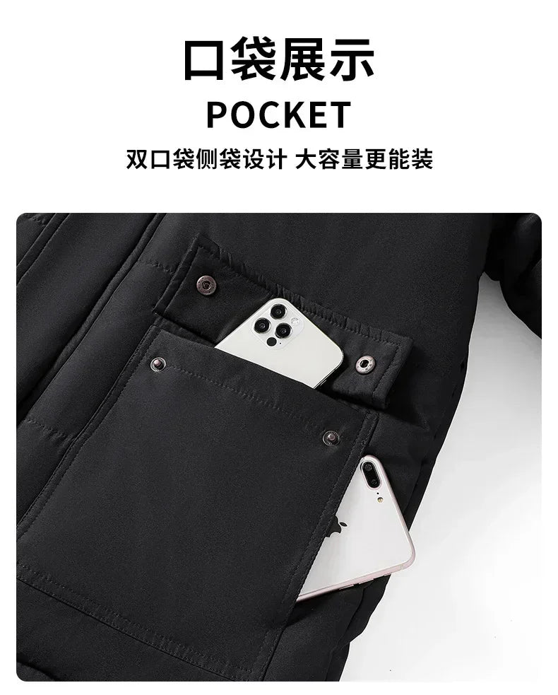 Male Fur Trench Overcoat Coats Parka Men's Warm Hooded Loose Parkas Men's Plus Velvet Casual Fashion Brand Thick Winter Parkas