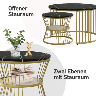 Creahappy Metal Frame Contemporary Coffee Table - Coffee Table Sets - Open Base and Round Top Designs