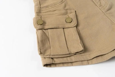 Women's Summer High Waisted Stretchy Denim Shorts Korean Cargo Style Slim Fit Ultra Short Hot Pants with Large Pockets for Dance