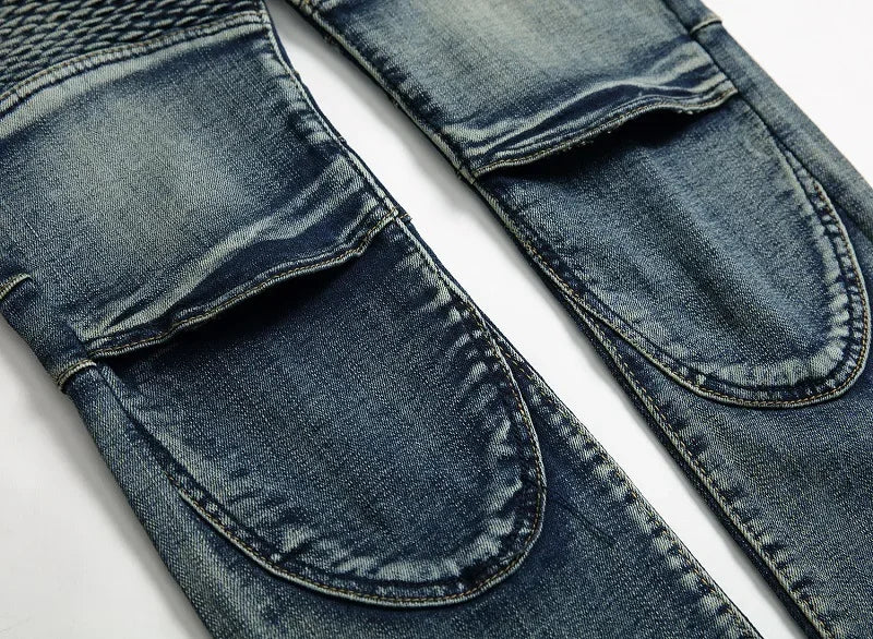 Jeans Men Long Pencil Pants Denim Pant High Waist Slim Fit Simple Zipper Splice Casual Regular Autumn Winter Straight Trousers