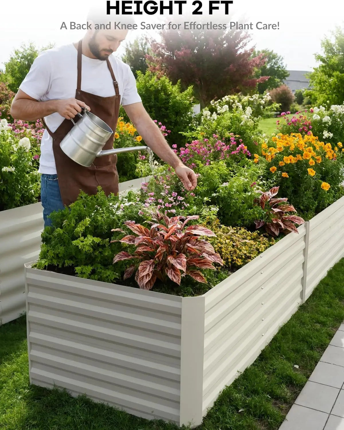 6x3x2 8x4x2ft Galvanized Raised Garden Bed Deep Root Planter Box for Vegetables Flowers Herbs-Large Metal Raised Garden Bed Kit
