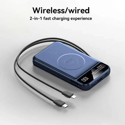 Xiaomi Emergency 50000mah Wireless Charging Power Bank Magnetic Charging Built-in Wire Mobile Phone Battery For IPhone Magsafe