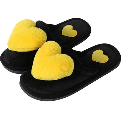 Women Indoor Warm Home Slippers Bedroom Cute Heart Pattern Non-slip Soft Comfort Plush House Slippers Shoes Autumn Winter