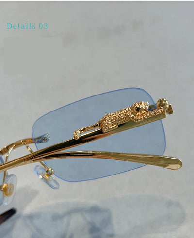 12pcs Brand Leopard Rimless Rectangle Sunglasses Fashion Y2K Frameless Sun Glasses Shades for Women Men UV400