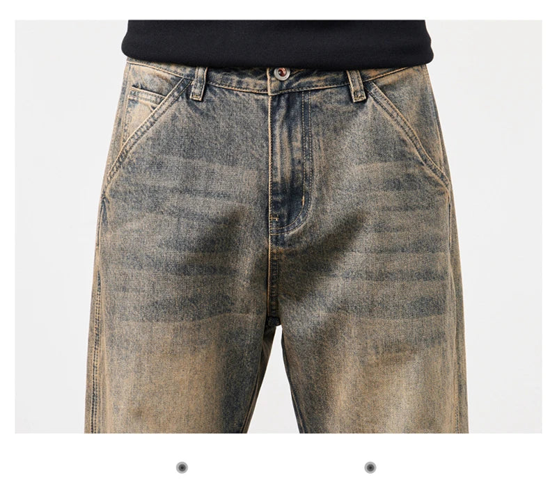 Men's Jeans Baggy Pants Loose Fit Harem Pants For Men Clothing Streetwear Fashion Pockets Patchwork Large Trousers Oversized 42