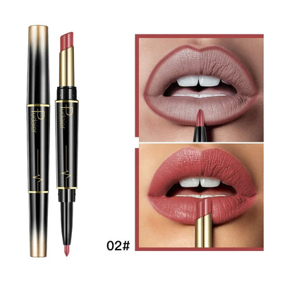 Matte Smooth Lipstick Sexy Soft Matte Red Purple Lipstick Crayon Carving Lip Contours Lip Liner Pencil Double Head Lipsticks