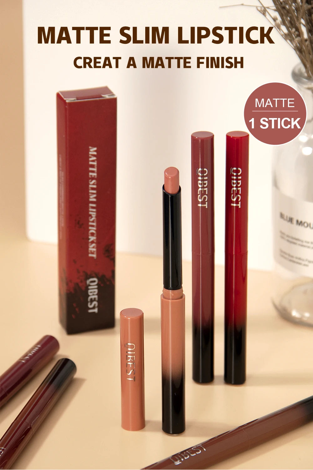 New Velvet Matte Lipstick Long Lasting Waterproof Lipstick Non-Stick Cup Lip Stain Tint Cosmetics Lip Pencil Liner Makeup