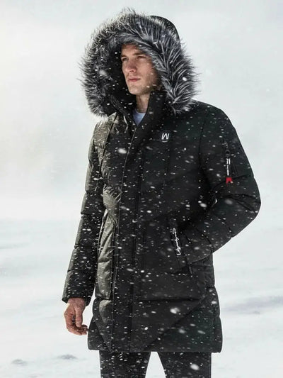 DIMUSI Winter Men's Long Jacket Fashion Men Fur Collar Thermal Classic Coats Casual Warm Windbreaker Padded Jackets Men Clothing