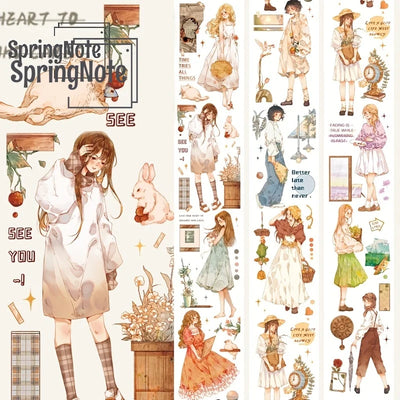 2m/Roll Cartoon Lady PET Washi Tape Rabbit Transparent Stickers Decorative  Tape For Diary Scrapbooking Journal Stationery