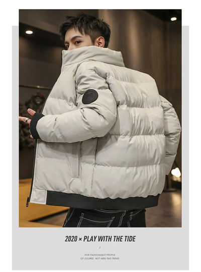 Autumn and winter standing collar cotton jacket men's thick warm fashion jacket casual jacket warm cotton jacket winter clothing