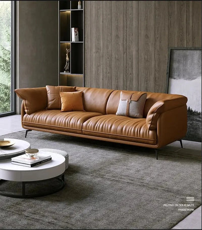 Modern Minimalist Living Room Leather Sofa  Apartment Furniture Set Combination Wtih Customzied Color