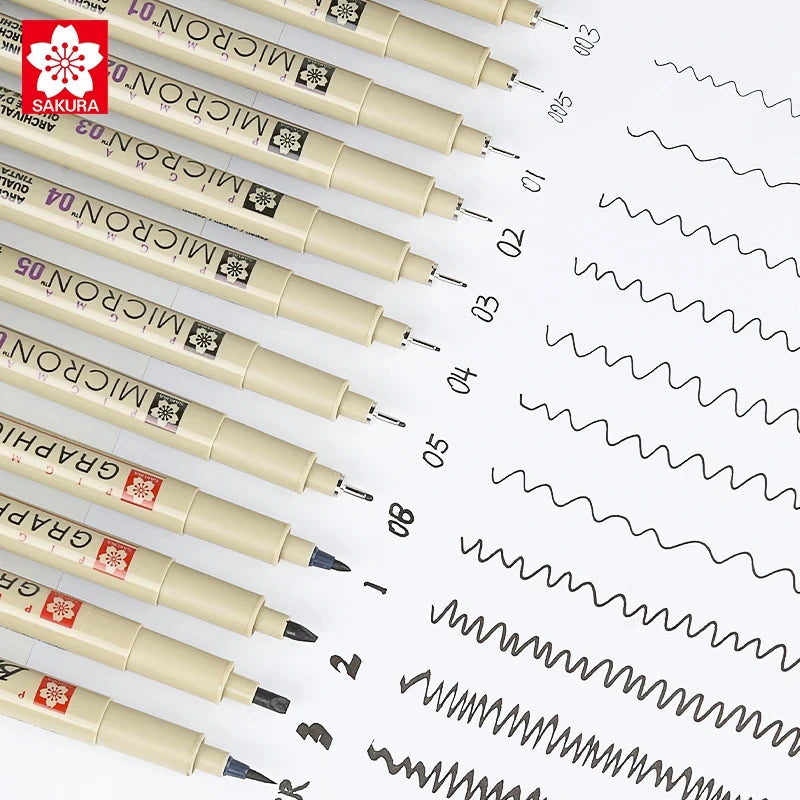 SAKURA Waterproof Micron Pen Set Waterproof Fine Liner Marker Pen Painting Drawing Sketch Markers Artistic Cartoon Design