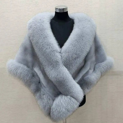 Luxury Fur Women Poncho Fluffy Shawl Fur Evening Dress Shawl Wedding Banquet Shawl Dress Shawl Plush Cape Coat Women Jackets