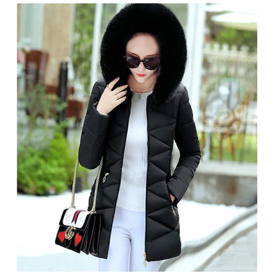 2024 New Women Parkas Big Fur Winter Parkas Hooded Long Down Cotton Jacket Female Coat Thick Warm Winter