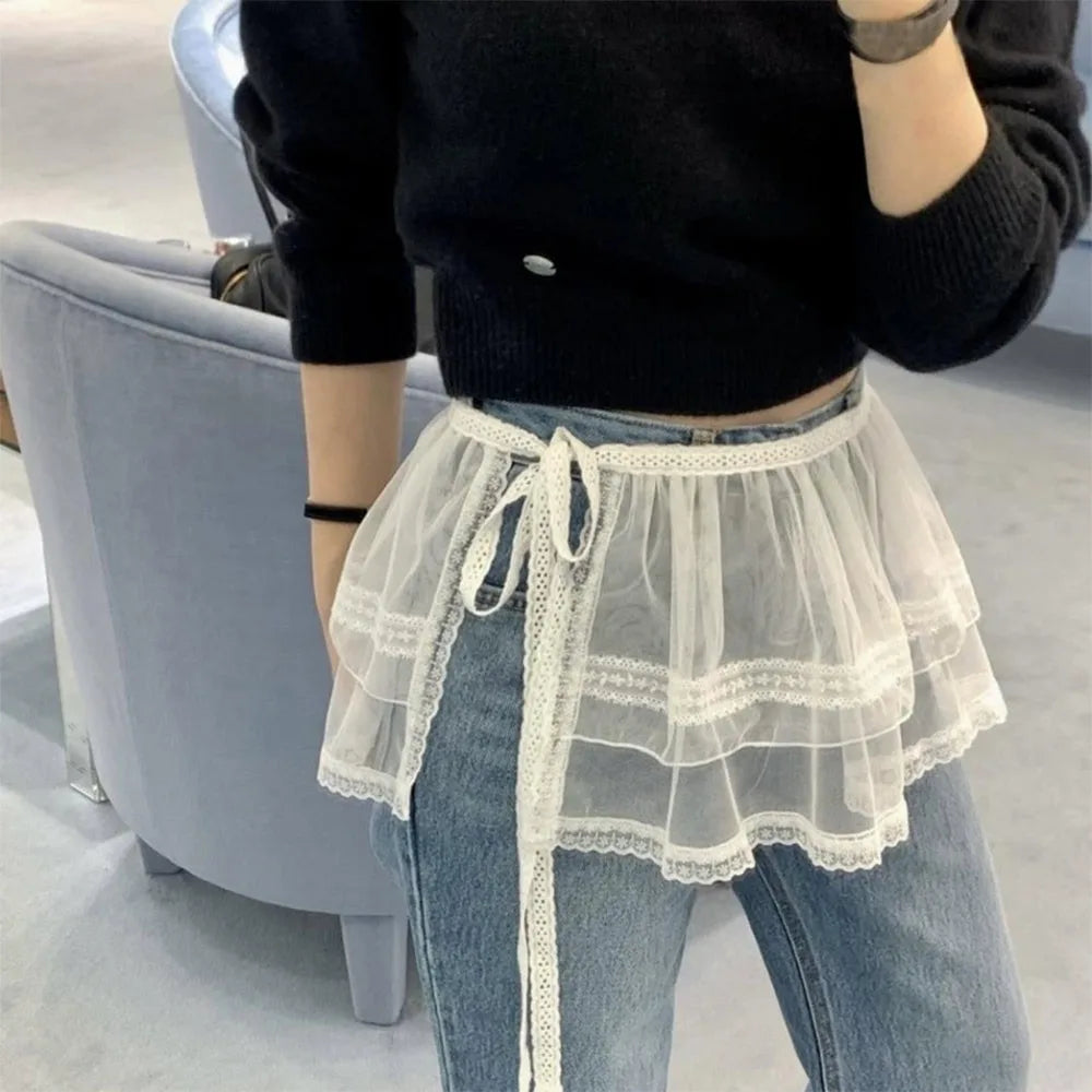 Embroidered Flower Lace Mini Skirt