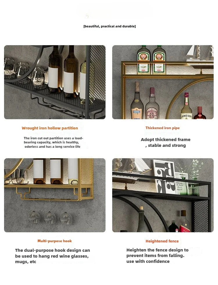 Wall Mount Wine Rack Bottle Wine Bar Cabinet Holder Adapt Single Miniature Black Cup Glass Storage Wine Cabinet Decor Szafeczki