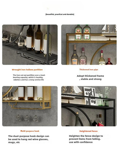 Wall Mount Wine Rack Bottle Wine Bar Cabinet Holder Adapt Single Miniature Black Cup Glass Storage Wine Cabinet Decor Szafeczki