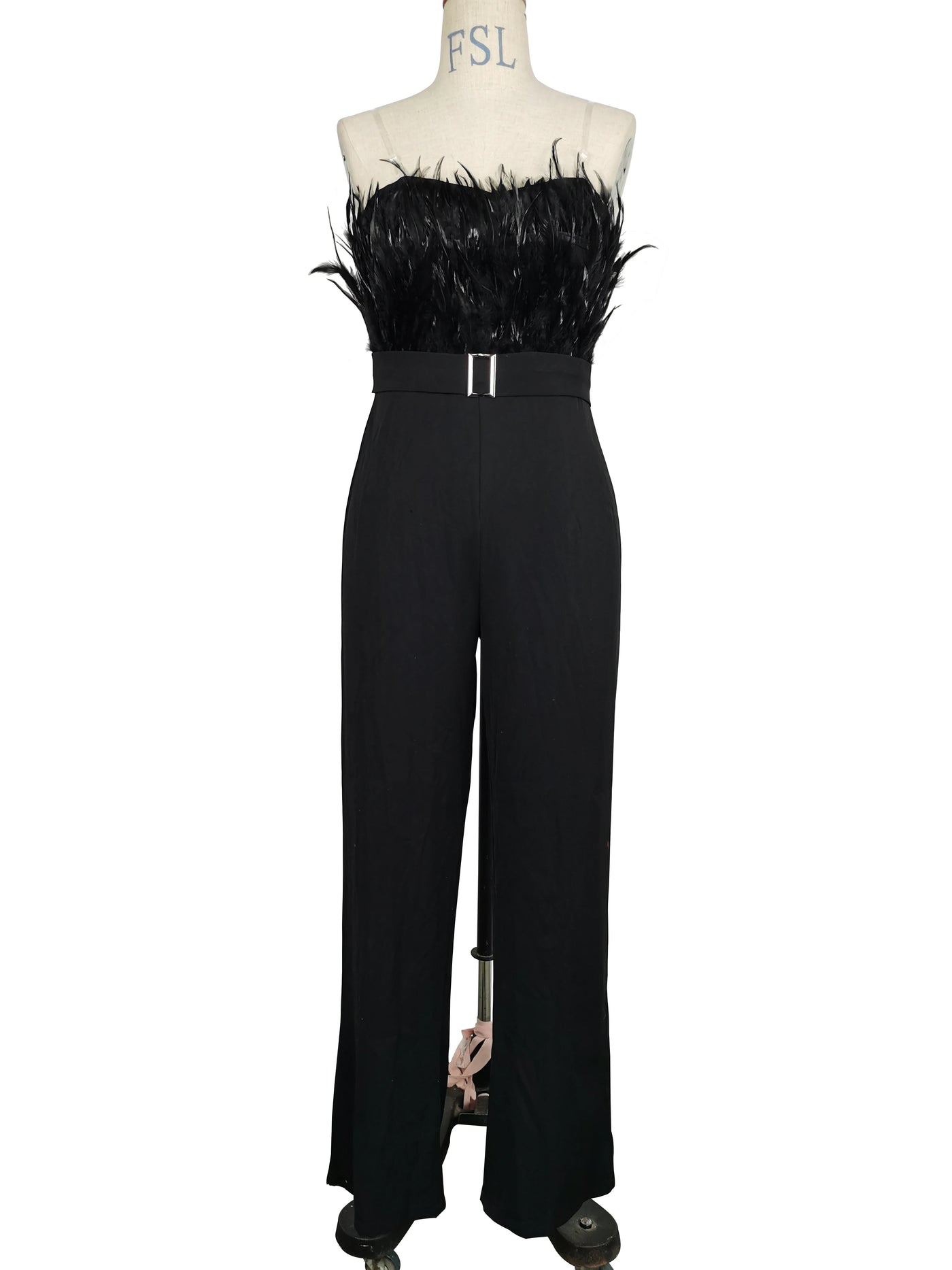 Jumpsuit Women Elegant Long Jumpsuit Strapless Slash Neck Feather Tube Top Sexy Fashion Party Night Evening Jumpsuit 2021 Summer
