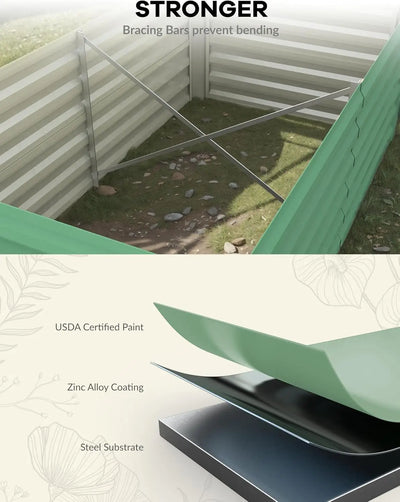 6x3x2 8x4x2ft Galvanized Raised Garden Bed Deep Root Planter Box for Vegetables Flowers Herbs-Large Metal Raised Garden Bed Kit