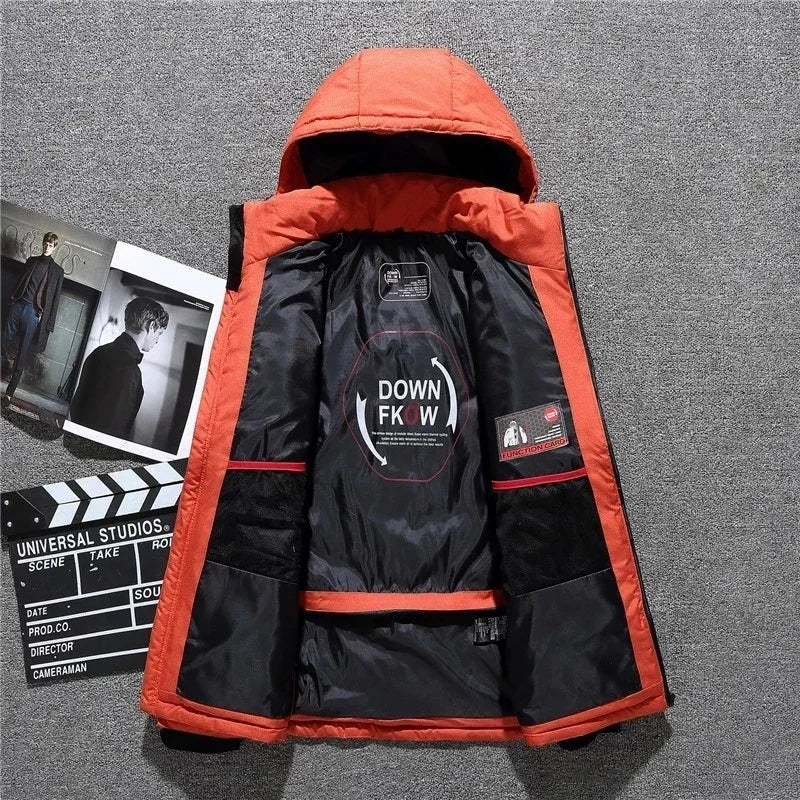 Men's Winter Parkas Hood Thick Warm Waterproof Jackets New Top Male Winter Jacket White Duck Down Parka Casual Goose Feather