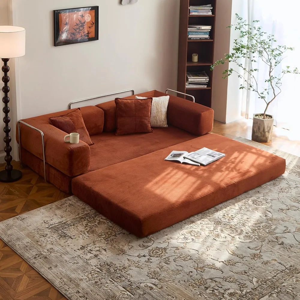78.8" Convertible Compression Sofa: Corduroy Modular Bed, Arms & Backrest