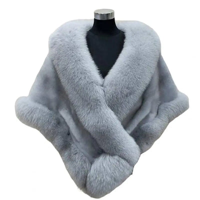 Luxury Fur Women Poncho Fluffy Shawl Fur Evening Dress Shawl Wedding Banquet Shawl Dress Shawl Plush Cape Coat Women Jackets