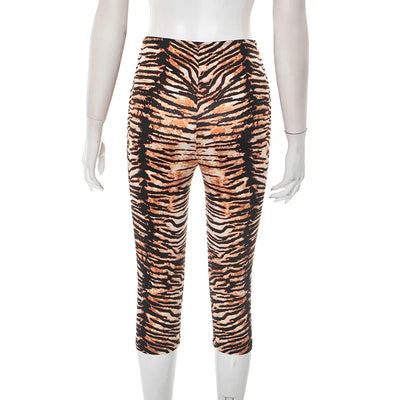 Tiger Print Stretch High-Waisted Pants