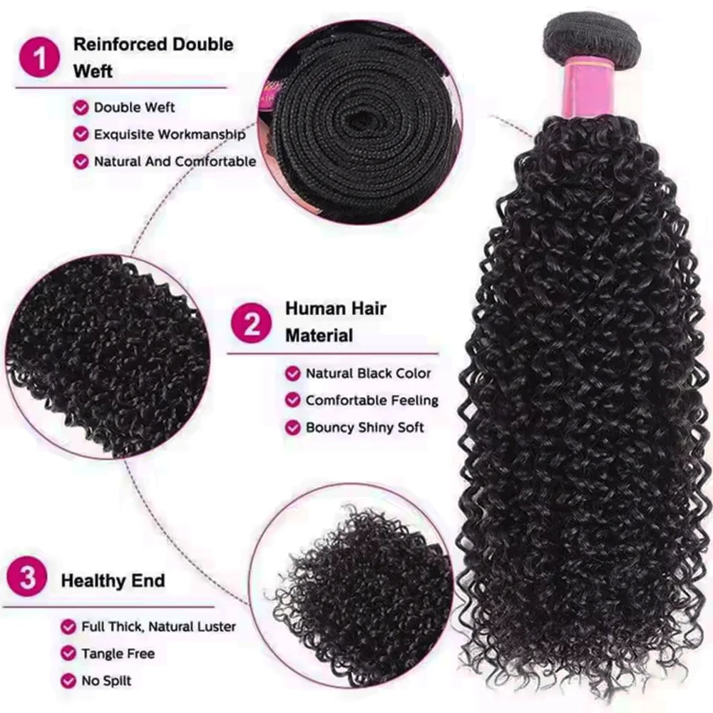 Deep Wave Human Hair Bundles Curly Hair Brazilian Weaving 10-40 Inches Natural Human Hair 100% Remy Loose Hair Bundles 1/3/4 Pcs