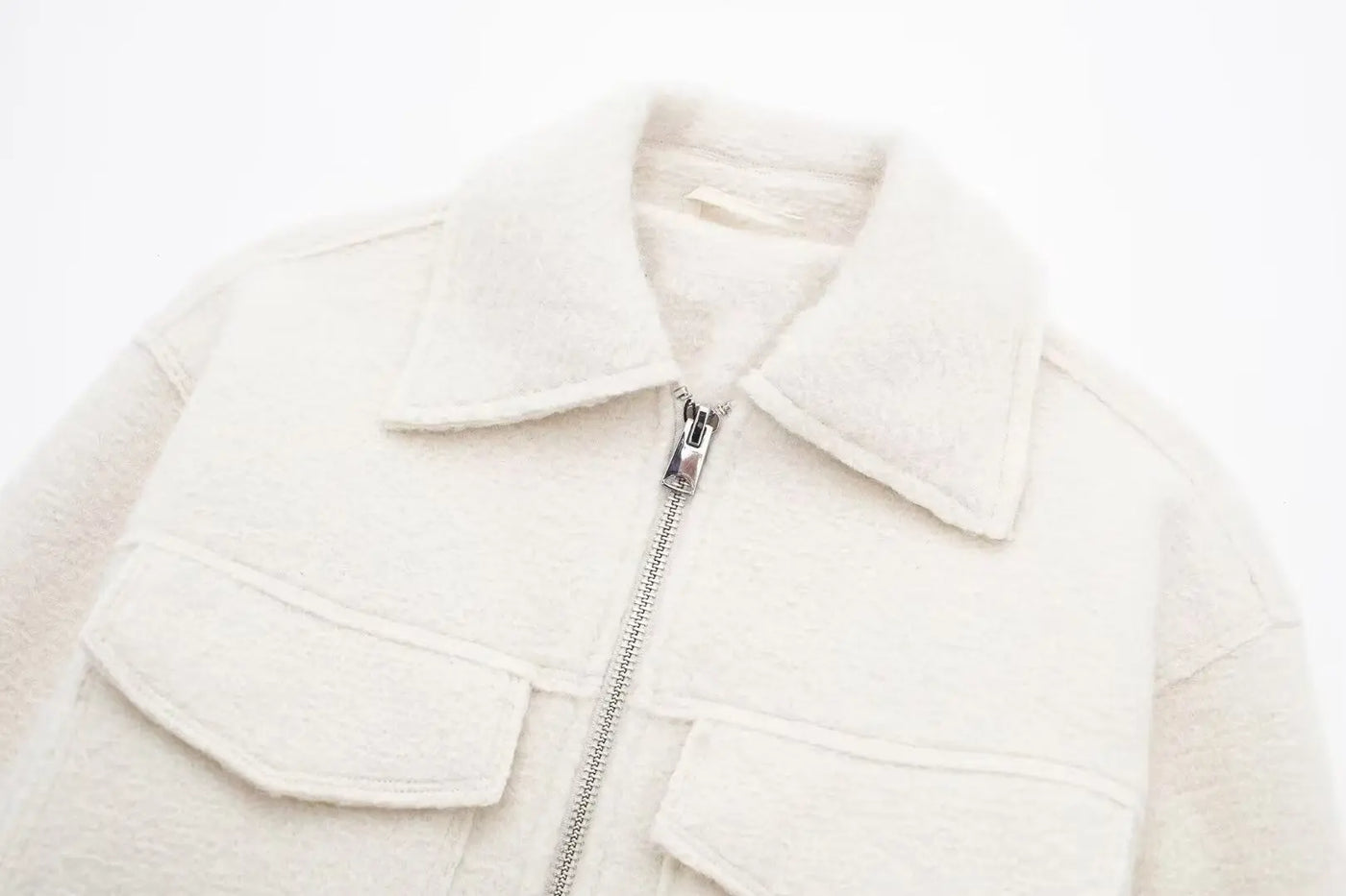 TRAFZA Women Vintage Casual Chic Solid Jackets Turn-down Collar Pockets Zipper Long Sleeve Coats Female Fashion 2024 Spring Coat