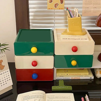 Large Capacity Desk Organizer Box Dopamine Dust-proof Cosmetics Storage Box Stackable Desktop Storage Boxes Drawer Home Office