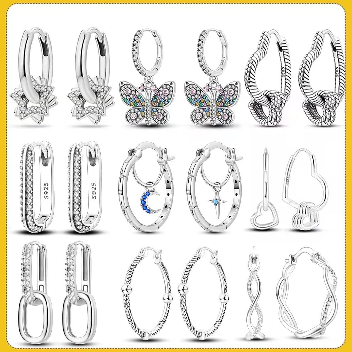 Hot Sale 925 Sterling Silver Heart Earrings Fit Original Charms Hoop Earrings For Women girls Stud Earring Fine Jewelry Gifts