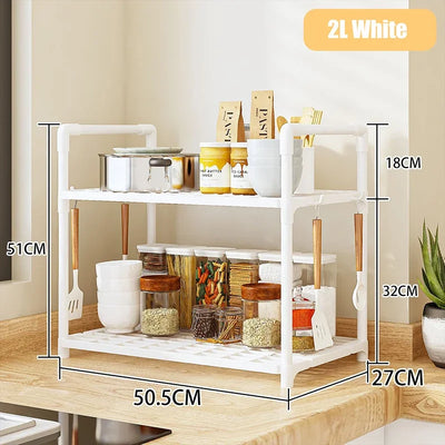 2/3Layer Kitchen Storage Shelf High-capacity Easy To Install Seasoning Rack PP Material Modern Minimalism Kitchen Furniture