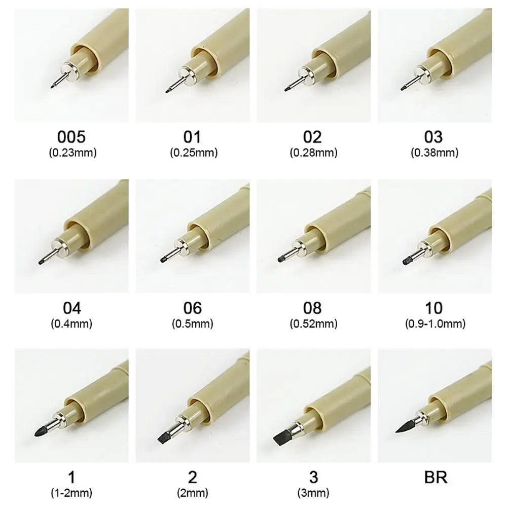 1Pcs Micron Ink Marker Pen Sketch Stationery Set Hook Line Sketching Needle Pen 12 Tips Art Supplies Drawing Pen