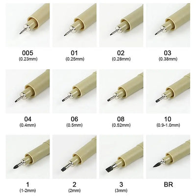 1Pcs Micron Ink Marker Pen Sketch Stationery Set Hook Line Sketching Needle Pen 12 Tips Art Supplies Drawing Pen