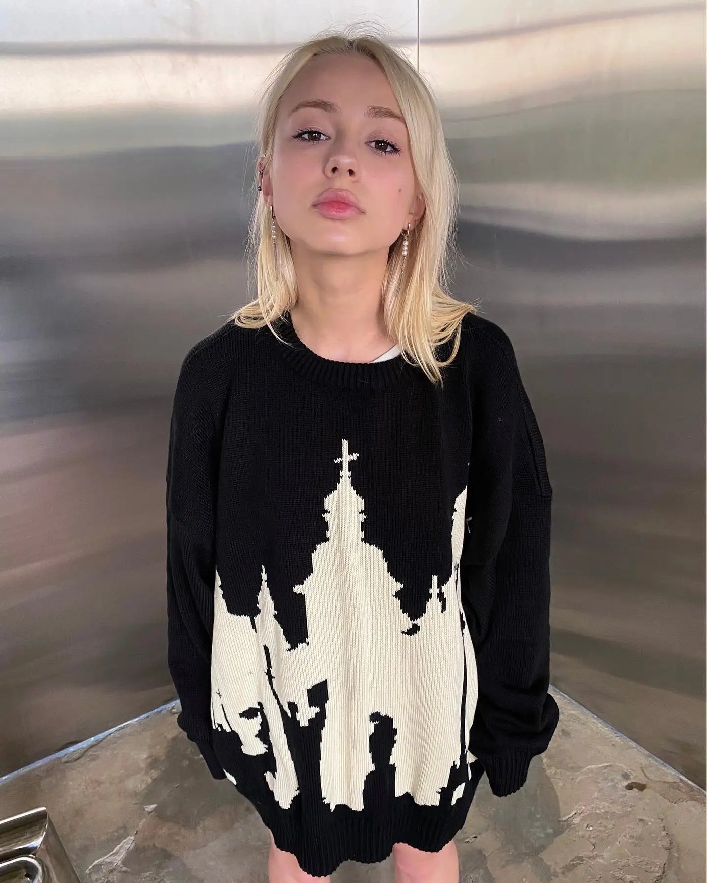 Hip Hop Men Women Streetwear Vintage Harajuku Knitted Sweater winter Pullover Loose Retro y2k gothic sweater top Halloween EMO
