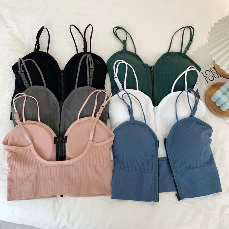 Zipper Front Crop Top