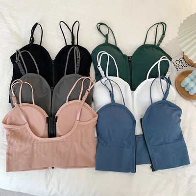 Zipper Front Crop Top