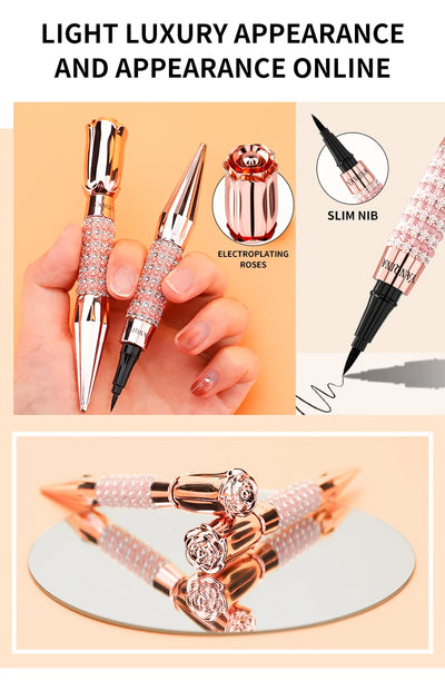 Precision Liquid Eyeliner Pen - Long-lasting, Waterproof, Transfer-proof, Quick-Dry Black Eyeliner with Sparkling Design