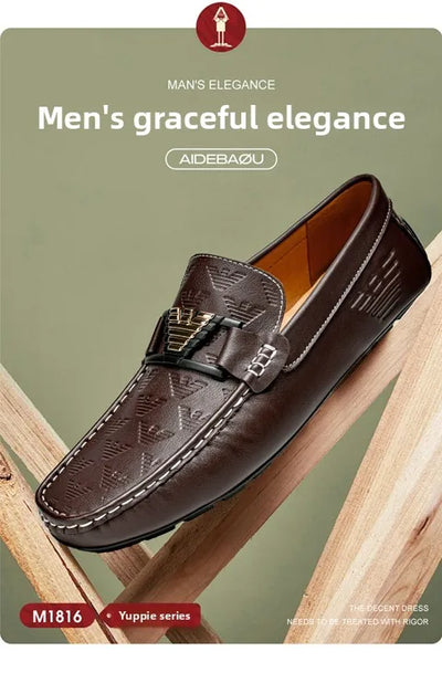 High-end Top-grain Cowhide Korean-style Bean Shoes, Men's Genuine Leather Breathable Business Casual Leather Shoes, Men's Shoes