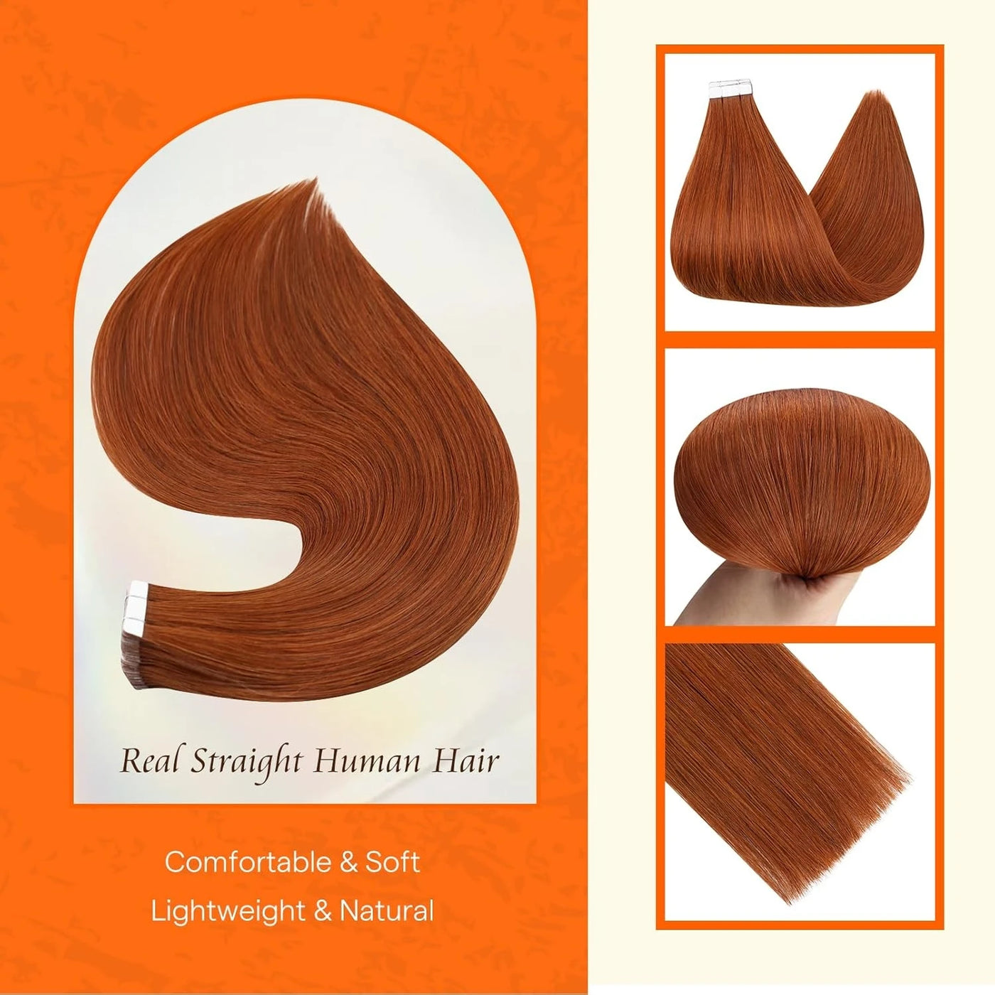 [New Color] Full Shine Tape in Hair Extensions Human Hair Brazilian Remy Straight Hair Extensions 20 Pcs 50G for Women