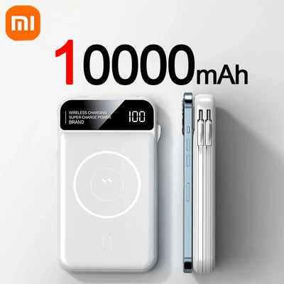 Xiaomi Emergency 50000mah Wireless Charging Power Bank Magnetic Charging Built-in Wire Mobile Phone Battery For IPhone Magsafe